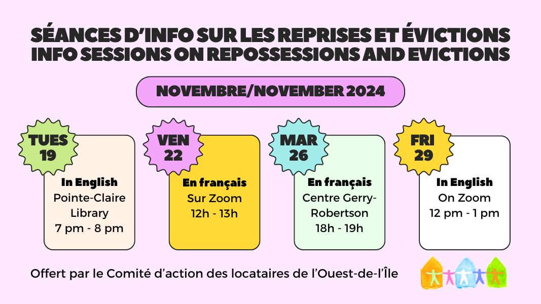 Séance d'information sur les reprises et évictions : en personne, en anglais