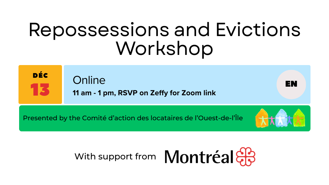 Workshop: Repossessions and Evictions (English, Online)