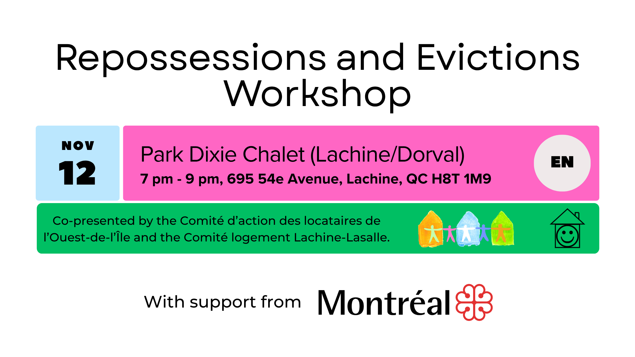 Atelier : Reprises de logement et évictions (anglais, Lachine/Dorval)