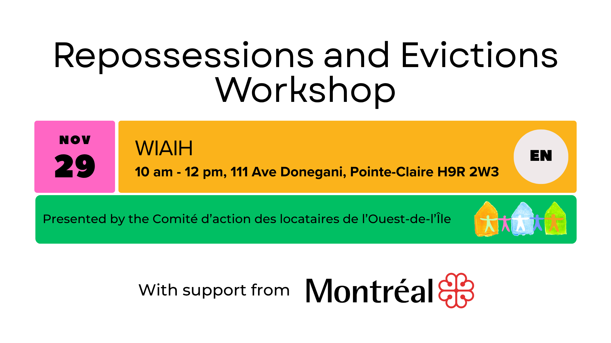 Atelier : Reprises de logement et évictions (anglais, Pointe-Claire)